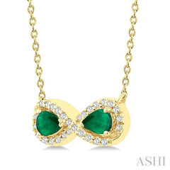 ASHI Pear Shape Gemstone & Infinity Halo Diamond Pendant 59018PPTSPDEMYG