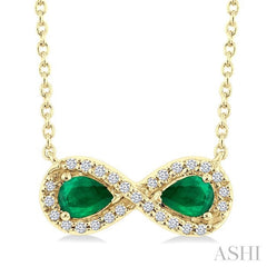 ASHI Pear Shape Gemstone & Infinity Halo Diamond Pendant 59018PPTSPDEMYG