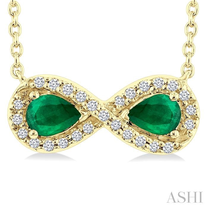 ASHI Pear Shape Gemstone & Infinity Halo Diamond Pendant 59018PPTSPDEMYG