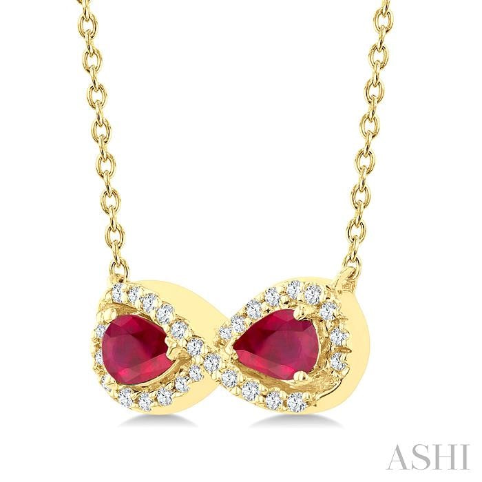 ASHI Pear Shape Gemstone & Infinity Halo Diamond Pendant 59018PPTSPDRBYG
