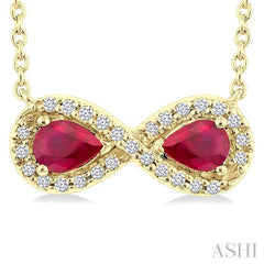 ASHI Pear Shape Gemstone & Infinity Halo Diamond Pendant 59018PPTSPDRBYG
