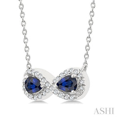 ASHI Pear Shape Gemstone & Infinity Halo Diamond Pendant 59018PPTSPDSPWG