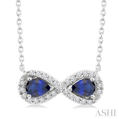 ASHI Pear Shape Gemstone & Infinity Halo Diamond Pendant 59018PPTSPDSPWG