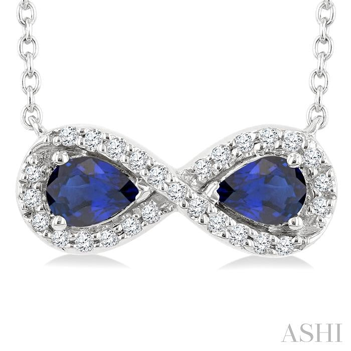 ASHI Pear Shape Gemstone & Infinity Halo Diamond Pendant 59018PPTSPDSPWG