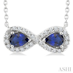 ASHI Pear Shape Gemstone & Infinity Halo Diamond Pendant 59018PPTSPDSPWG