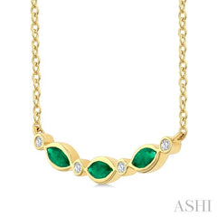 ASHI Marquise Shape Gemstone & Diamond Fashion Necklace 59020PPTGNKEMYG