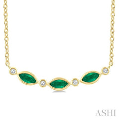 ASHI Marquise Shape Gemstone & Diamond Fashion Necklace 59020PPTGNKEMYG