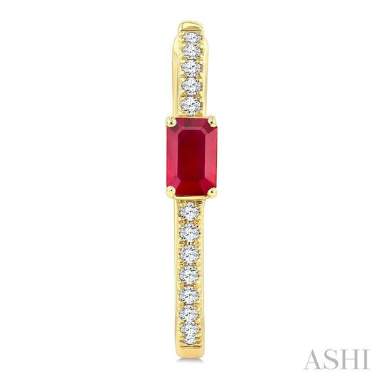 ASHI Emerald Shape Gemstone & Diamond Hoop Earrings 59037PPTGERRBYG