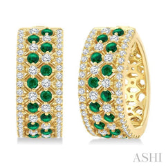 ASHI Gemstone & Diamond Hoop Earrings 59041PPFGEREMYG