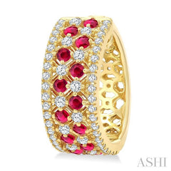 ASHI Gemstone & Diamond Hoop Earrings 59041PPFGERRBYG