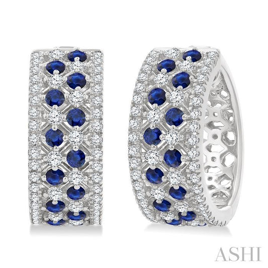 ASHI Gemstone & Diamond Hoop Earrings 59041PPFGERSPWG