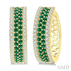 ASHI Gemstone & Diamond Hoop Earrings 59053PPFGEREMYG