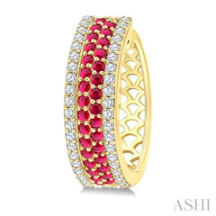ASHI Gemstone & Diamond Hoop Earrings 59053PPFGERRBYG