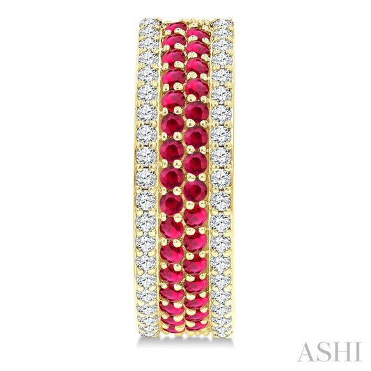 ASHI Gemstone & Diamond Hoop Earrings 59053PPFGERRBYG