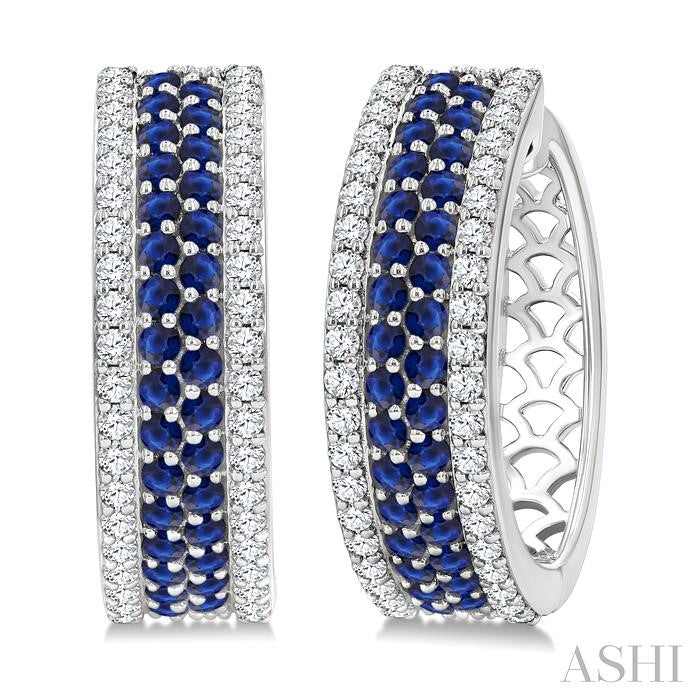 ASHI Gemstone & Diamond Hoop Earrings 59053PPFGERSPWG