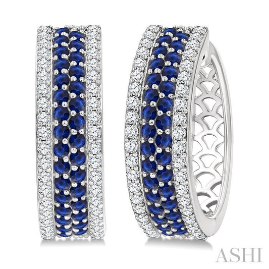 ASHI Gemstone & Diamond Hoop Earrings 59053PPFGERSPWG