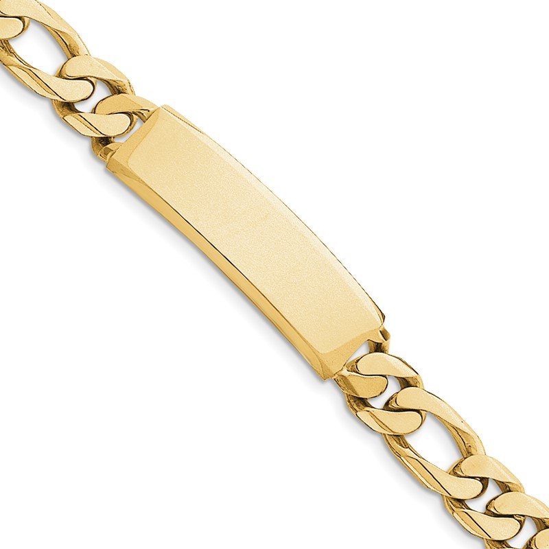 Quality Gold 14k Hand-polished Figaro Link ID Bracelet LK110ID-8.5