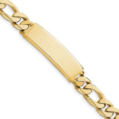 Quality Gold 14k Hand-polished Figaro Link ID Bracelet LK110ID-8.5