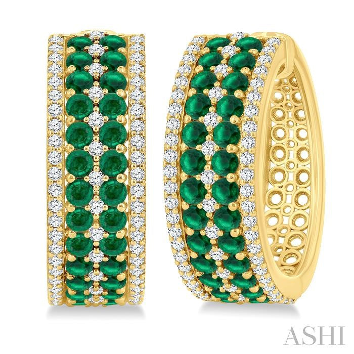 ASHI Gemstone & Diamond Hoop Earrings 59072PPFGEREMYG