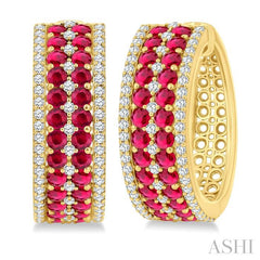 ASHI Gemstone & Diamond Hoop Earrings 59072PPFGERRBYG