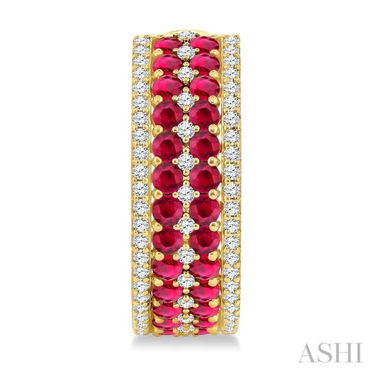 ASHI Gemstone & Diamond Hoop Earrings 59072PPFGERRBYG