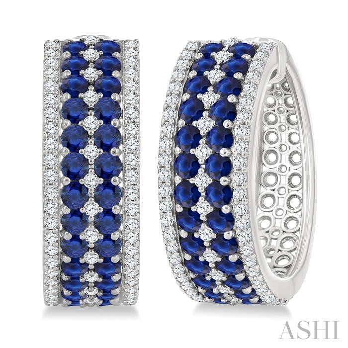 ASHI Gemstone & Diamond Hoop Earrings 59072PPFGERSPWG