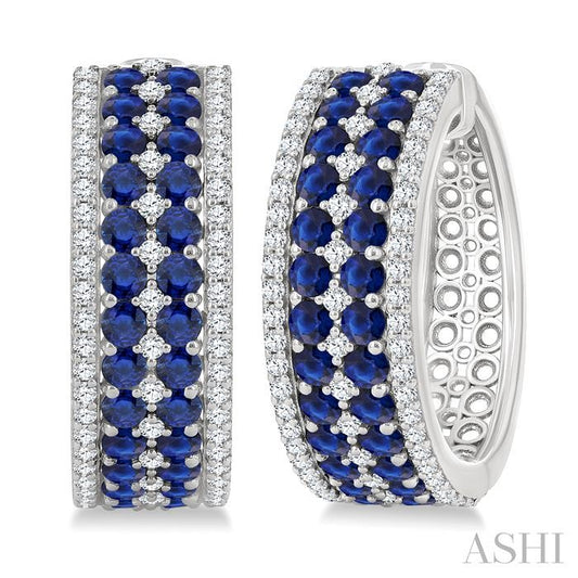 ASHI Gemstone & Diamond Hoop Earrings 59072PPFGERSPWG