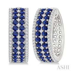 ASHI Gemstone & Diamond Hoop Earrings 59072PPFGERSPWG