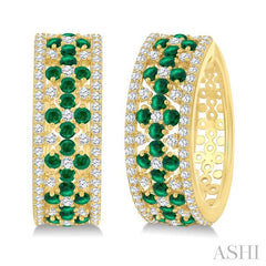 ASHI Gemstone & Diamond Hoop Earrings 59082PPFGEREMYG