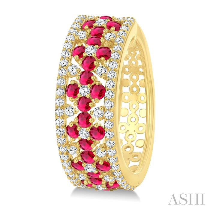 ASHI Gemstone & Diamond Hoop Earrings 59082PPFGERRBYG