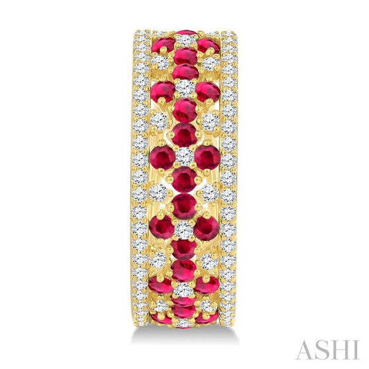 ASHI Gemstone & Diamond Hoop Earrings 59082PPFGERRBYG