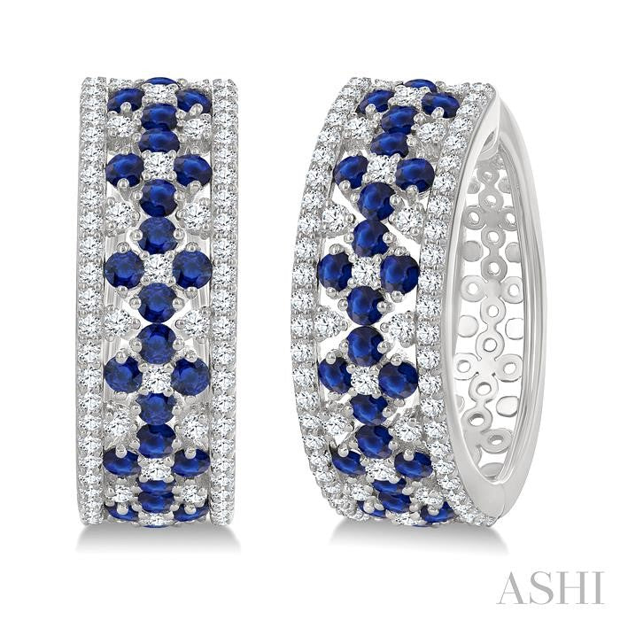 ASHI Gemstone & Diamond Hoop Earrings 59082PPFGERSPWG