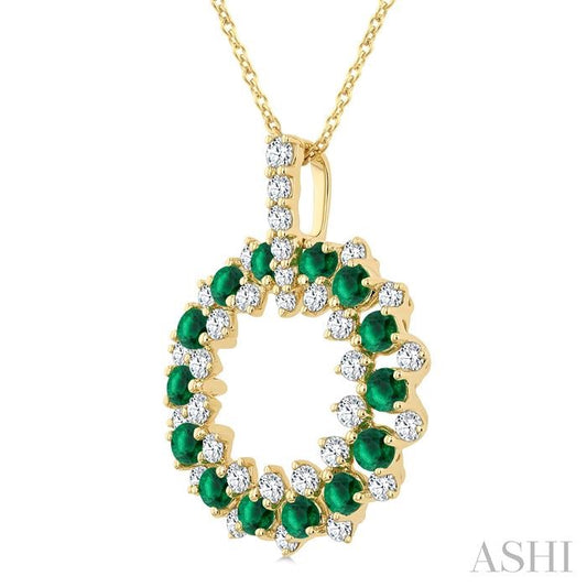 ASHI Circle Gemstone & Diamond Pendant 59152PPFGPDEMYG