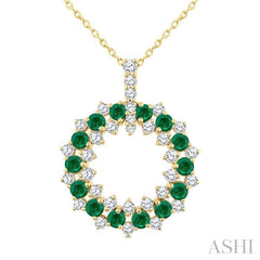 ASHI Circle Gemstone & Diamond Pendant 59152PPFGPDEMYG
