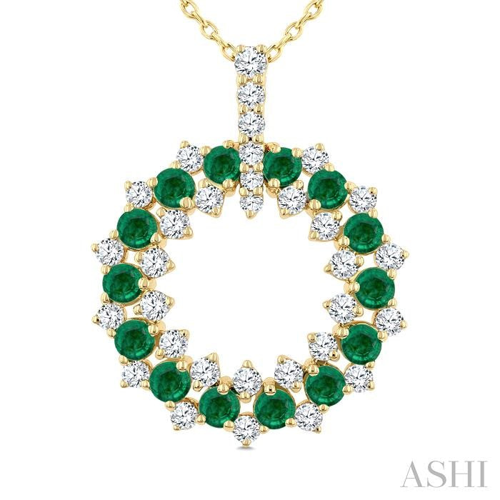 ASHI Circle Gemstone & Diamond Pendant 59152PPFGPDEMYG