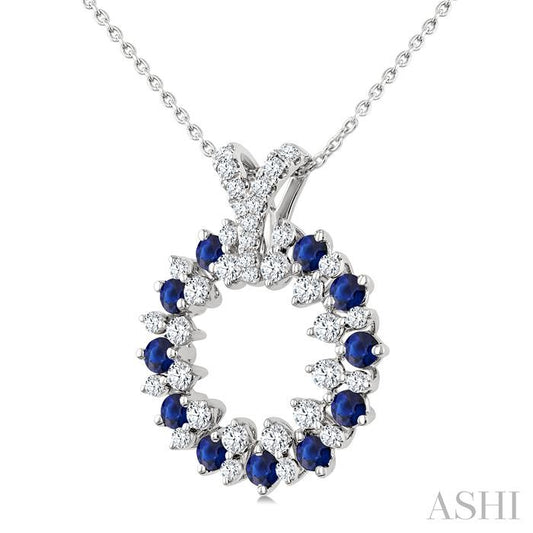 ASHI Circle Gemstone & Diamond Pendant 59163PPFGPDSPWG