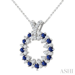 ASHI Circle Gemstone & Diamond Pendant 59163PPFGPDSPWG