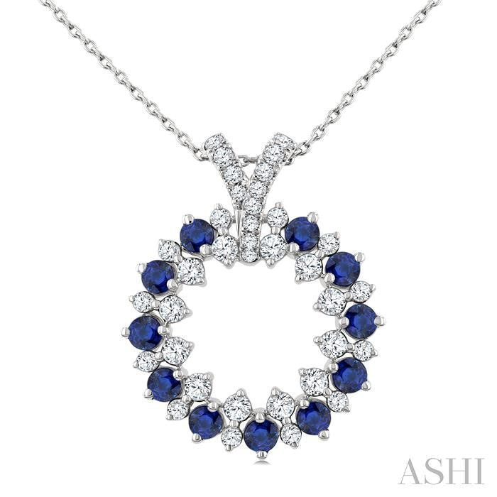 ASHI Circle Gemstone & Diamond Pendant 59163PPFGPDSPWG