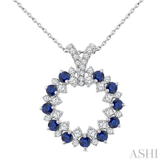ASHI Circle Gemstone & Diamond Pendant 59163PPFGPDSPWG