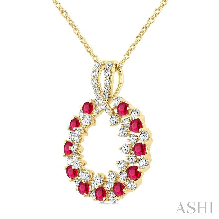 ASHI Circle Gemstone & Diamond Pendant 59172PPFGPDRBYG
