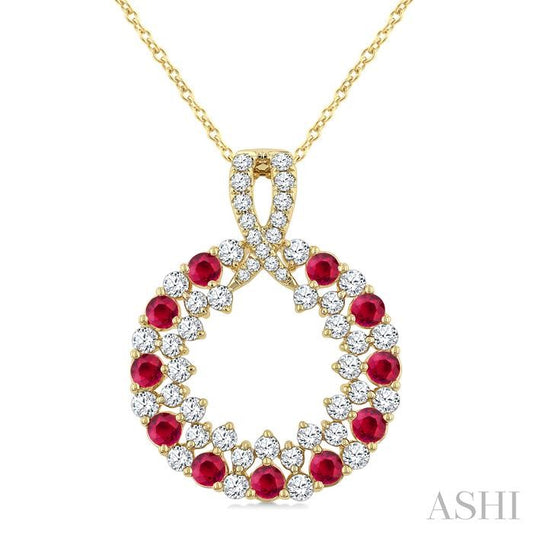 ASHI Circle Gemstone & Diamond Pendant 59172PPFGPDRBYG