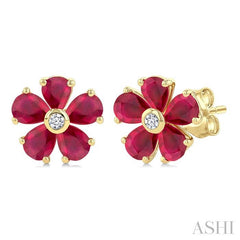 ASHI Blossom Pear Shape Gemstone & Diamond Earrings 59189PPTSERRBYG