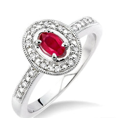 Parkplace Jewelers Oval Shape Gemstone & Halo Diamond Ring 42498PPTSRBWG