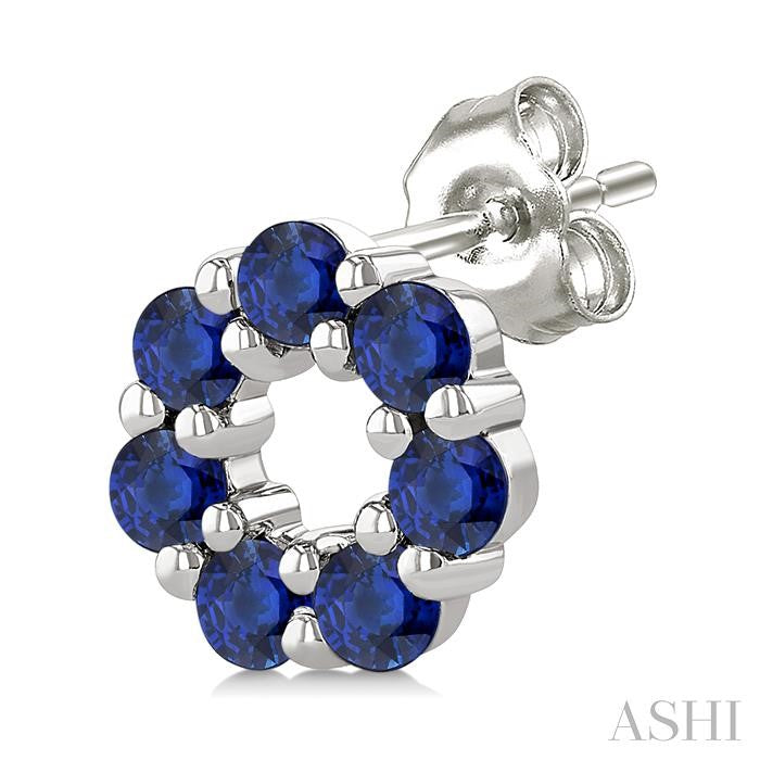 ASHI Floral Circle Gemstone Fashion Earrings 59199PPT@ERSPWG