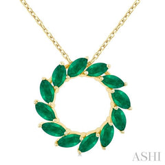 ASHI Marquise Shape Circle Gemstone Fashion Pendant 59219PPT@PDEMYG