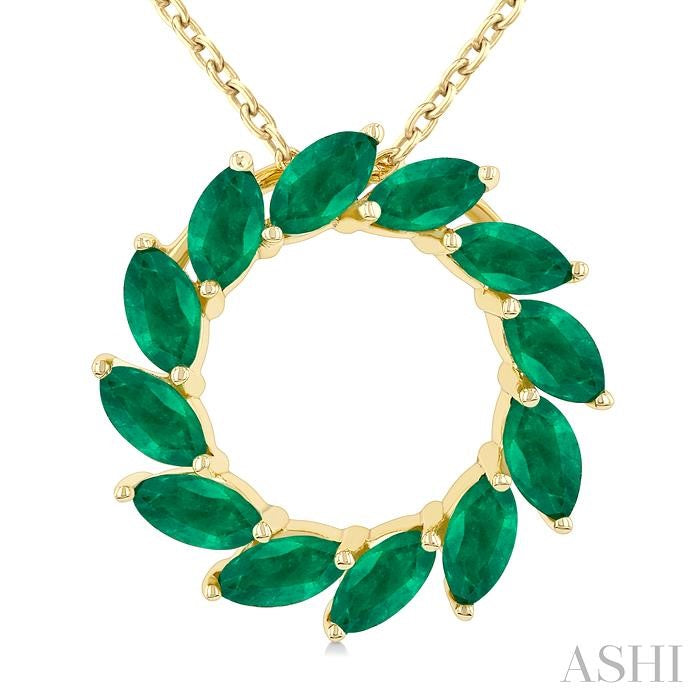 ASHI Marquise Shape Circle Gemstone Fashion Pendant 59219PPT@PDEMYG