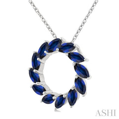 ASHI Marquise Shape Circle Gemstone Fashion Pendant 59219PPT@PDSPWG