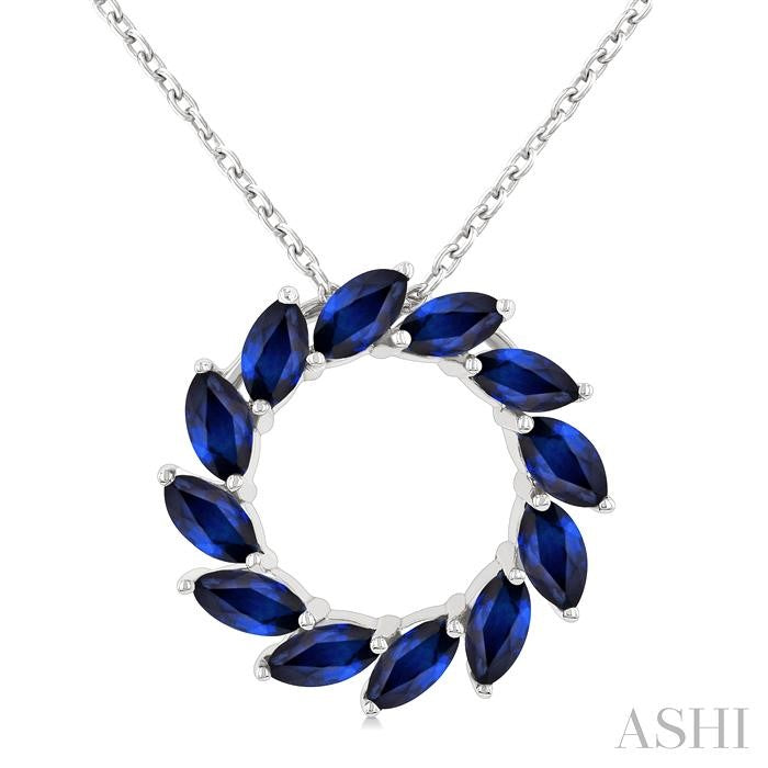 ASHI Marquise Shape Circle Gemstone Fashion Pendant 59219PPT@PDSPWG