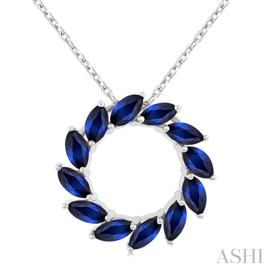 ASHI Marquise Shape Circle Gemstone Fashion Pendant 59219PPT@PDSPWG