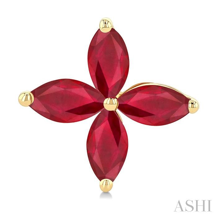 ASHI Marquise Shape Gemstone Floral Earrings 59229PPT@ERRBYG